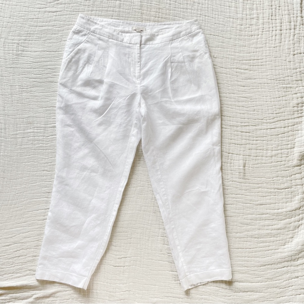 EUC Ann Taylor LOFT Marisa White 100% Linen Pants - 6 - Picture 3 of 9